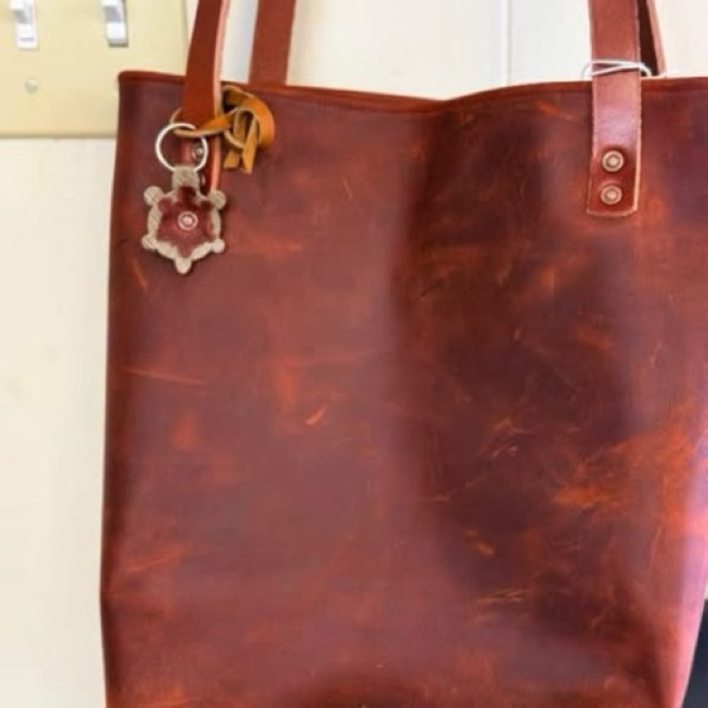 Classic Distressed Leather Tote in Rich Brown